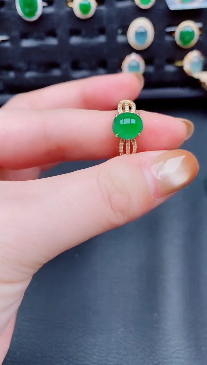 【闪购商品】翡翠戒指银S925镶嵌天然a货翡翠189