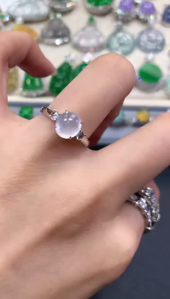 【闪购商品】翡翠戒指18K金镶嵌w10          