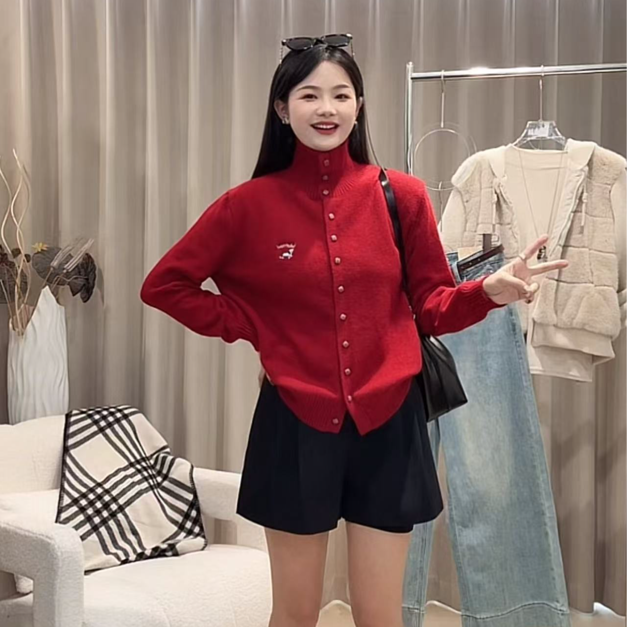 【阿婷家】156秋冬休闲净版百搭针织毛衣