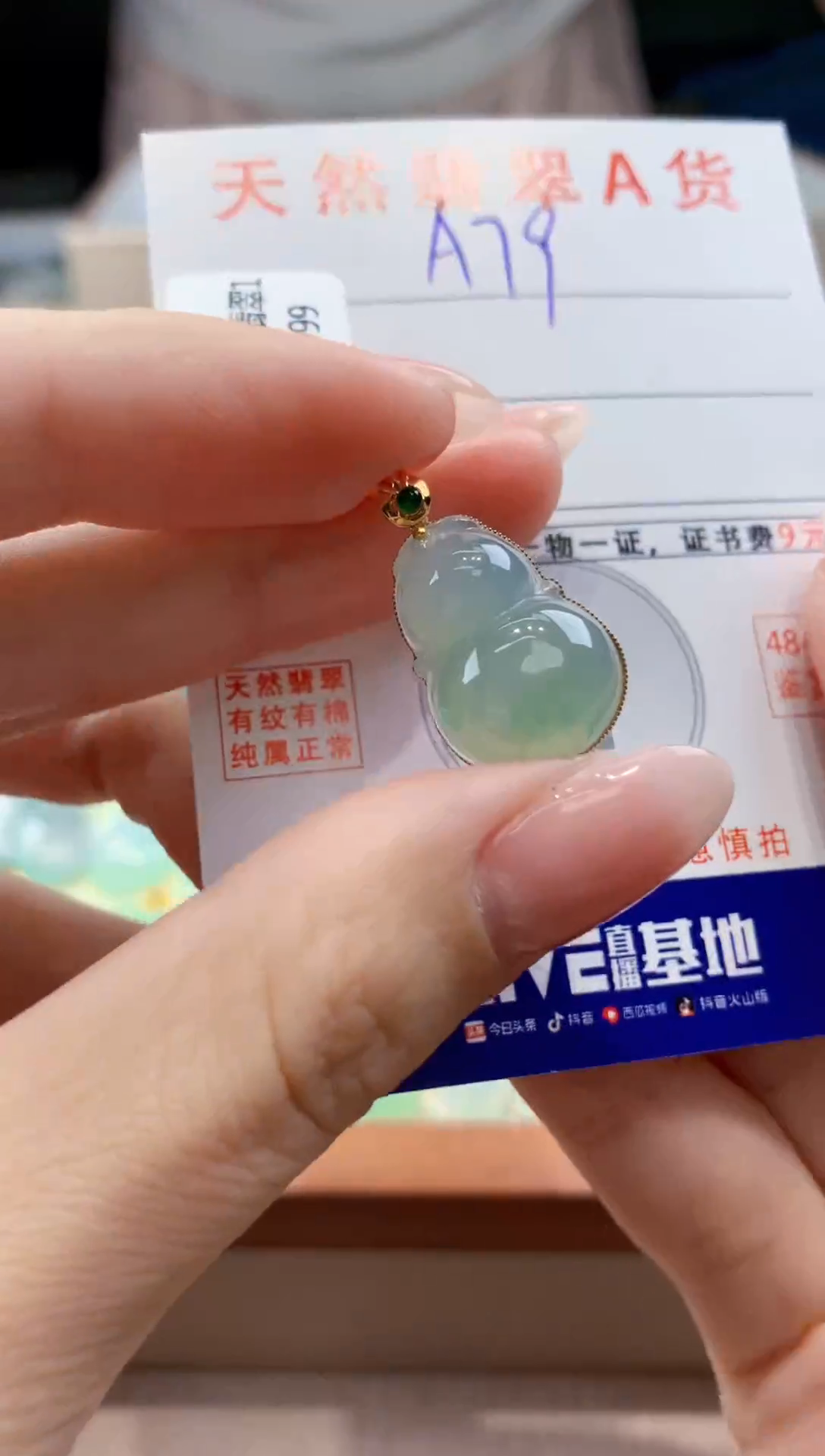 翡翠18K金镶嵌颈饰天然缅甸a货翡翠