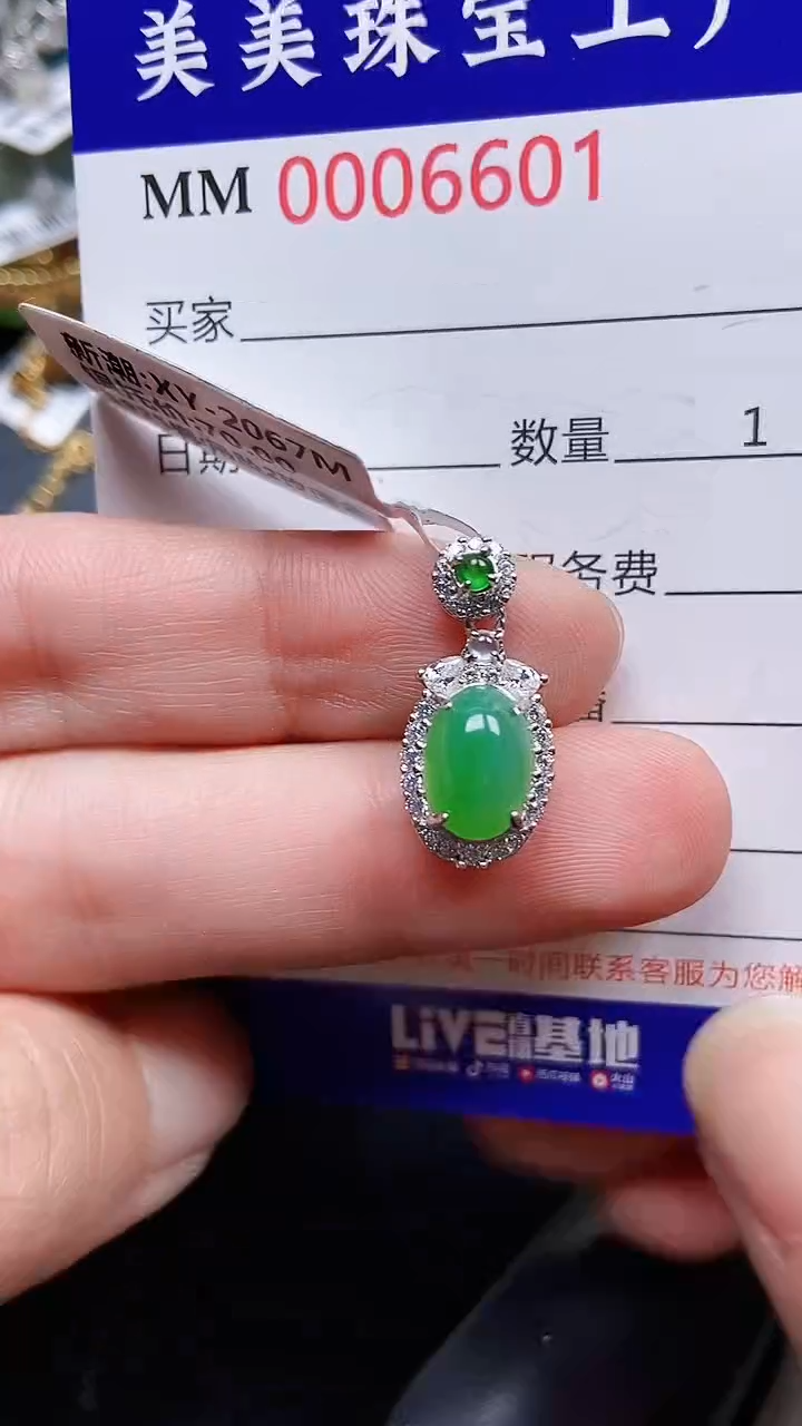 颈饰银S925镶嵌翡翠6601