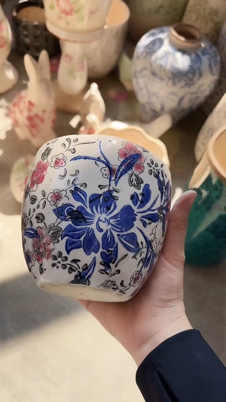 【闪购商品】陶瓷花盆高11cm内口10.5cm