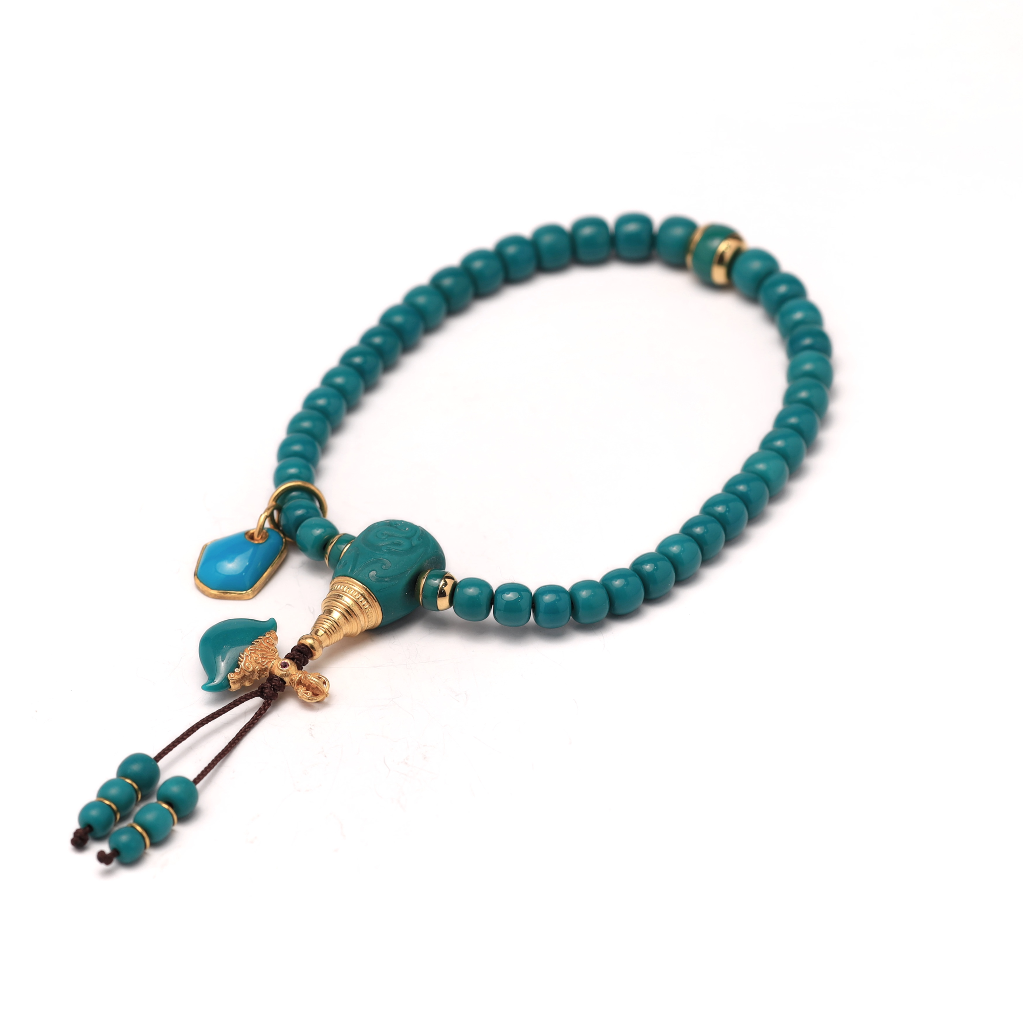 易禅居出品-D色系原矿高瓷玉化绿松石手持