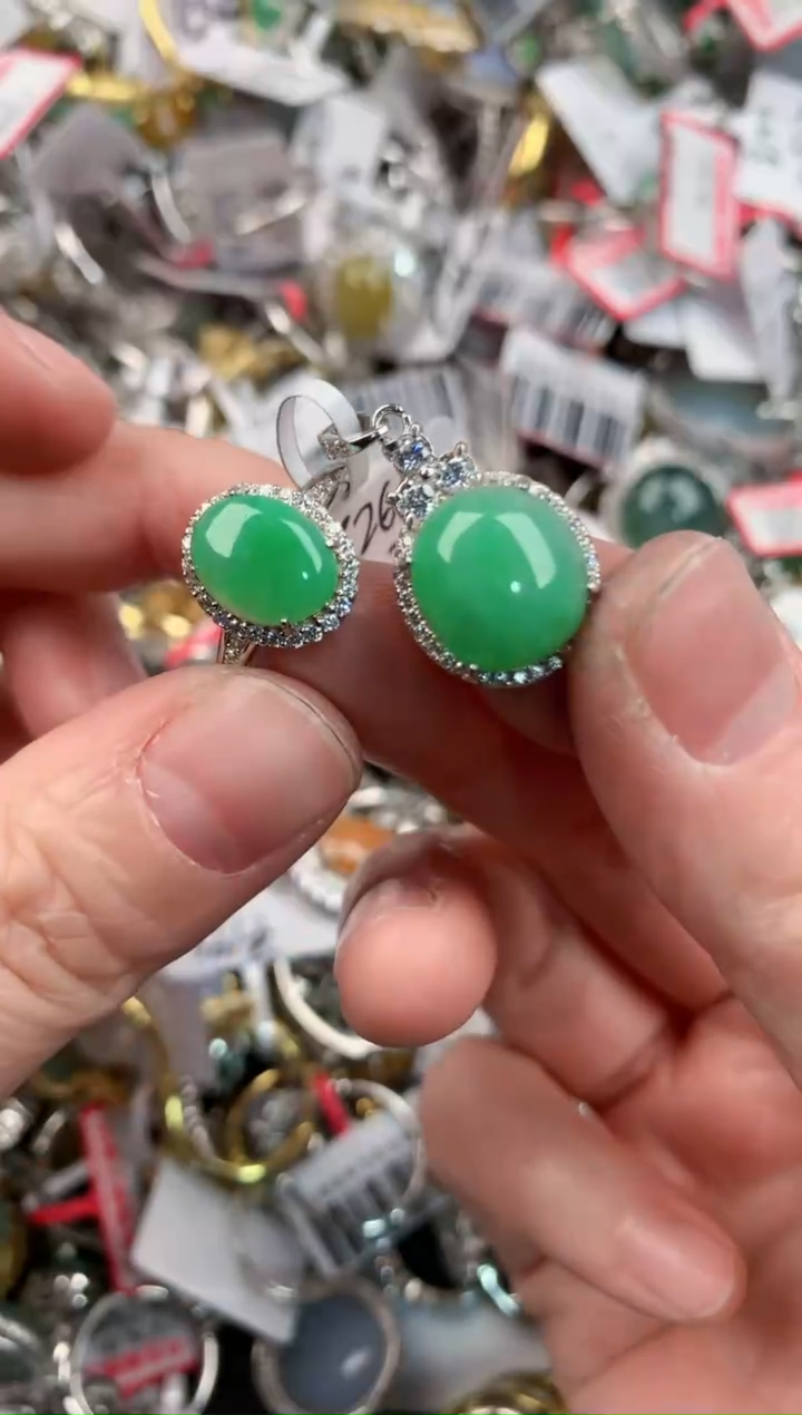 银S925镶嵌戒指翡翠10               2