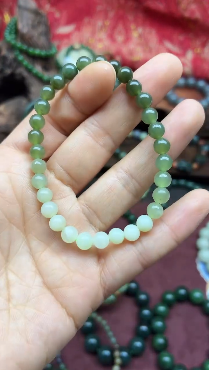 未镶嵌手链和田玉6mm渐变