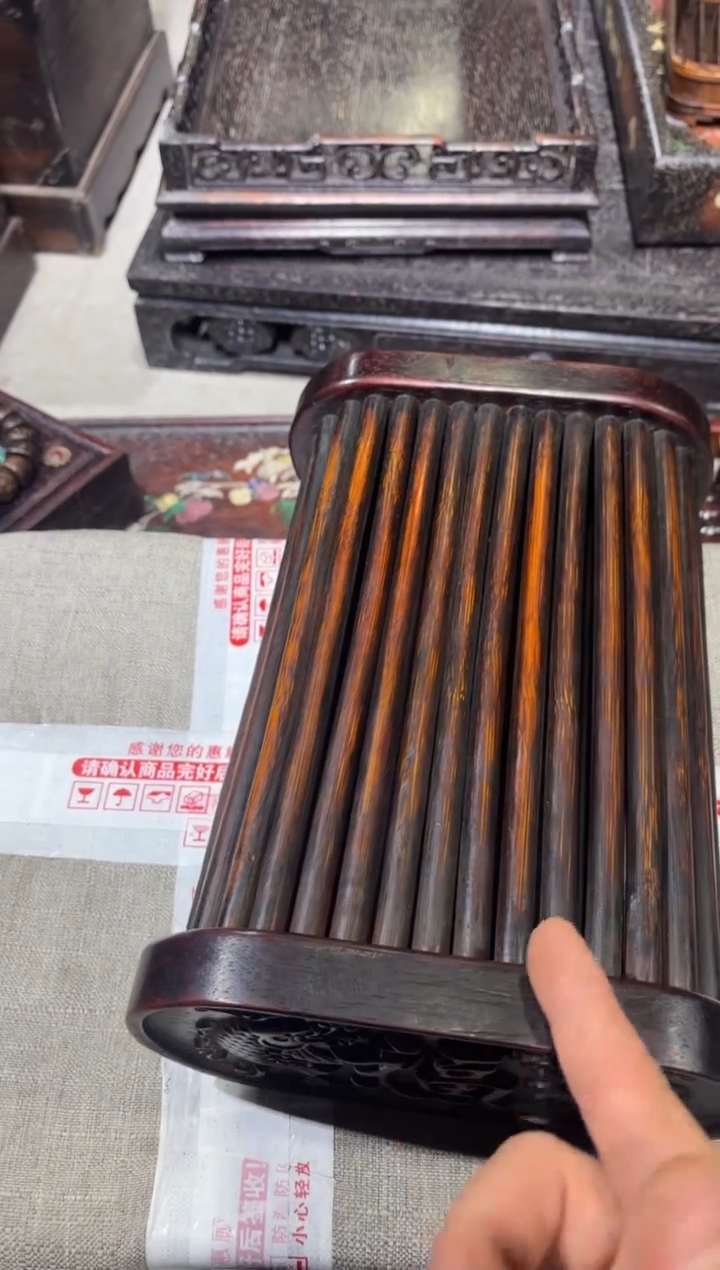 木紫檀边框竹棍枕头