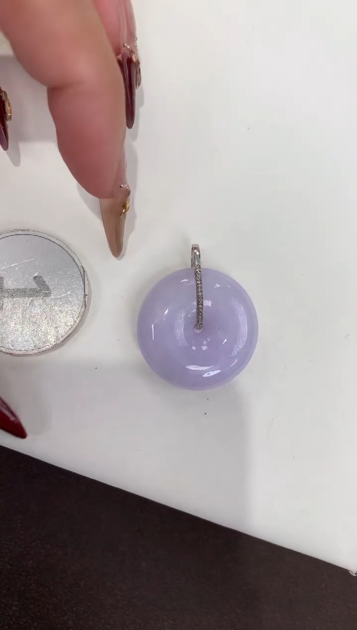 颈饰18K金镶嵌翡翠天然缅甸a货翡翠