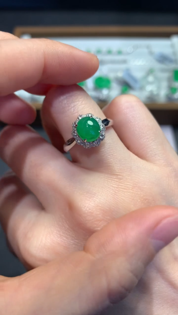 【闪购商品】翡翠戒指18K金镶嵌A3-6980