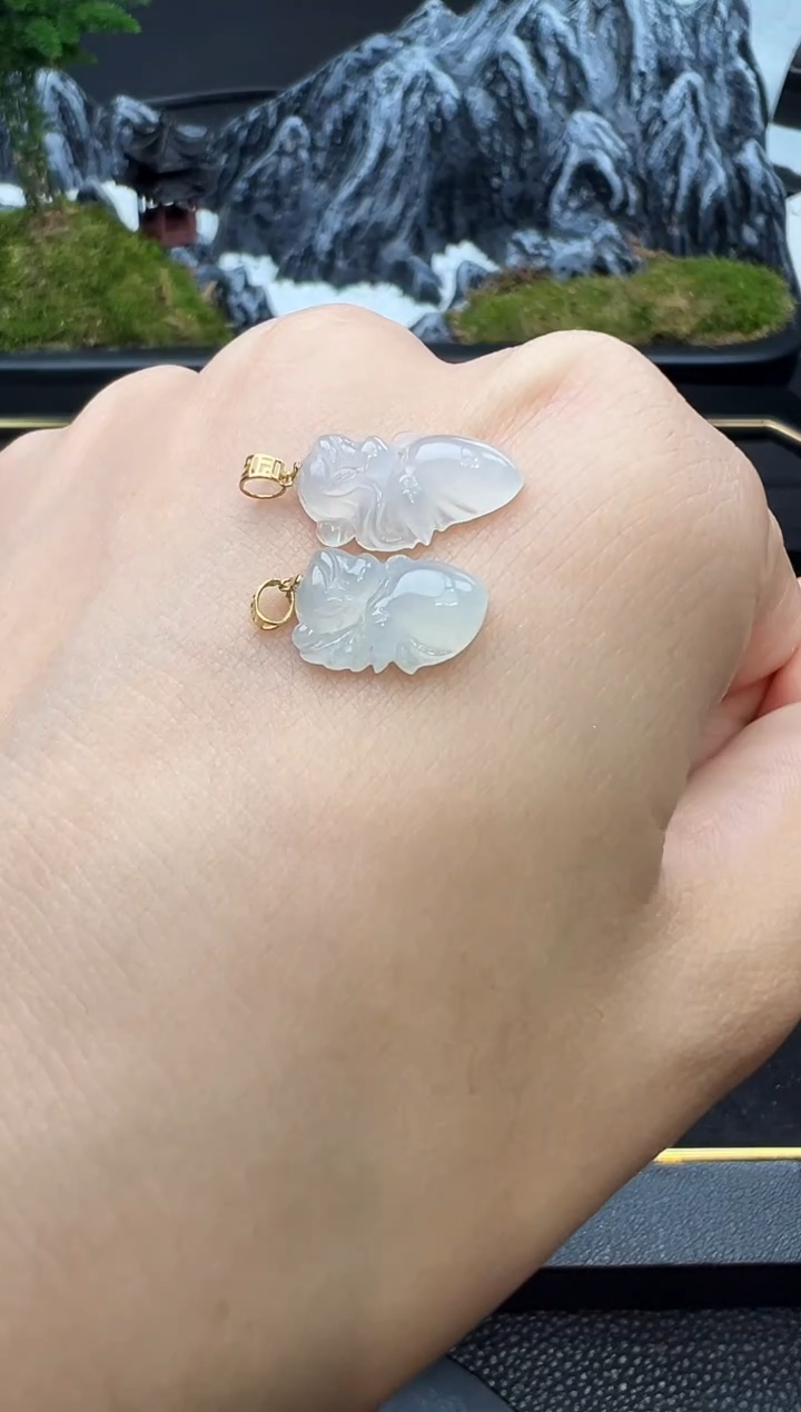 吊坠(不含链)18K金镶嵌翡翠仙子多样性发货其一