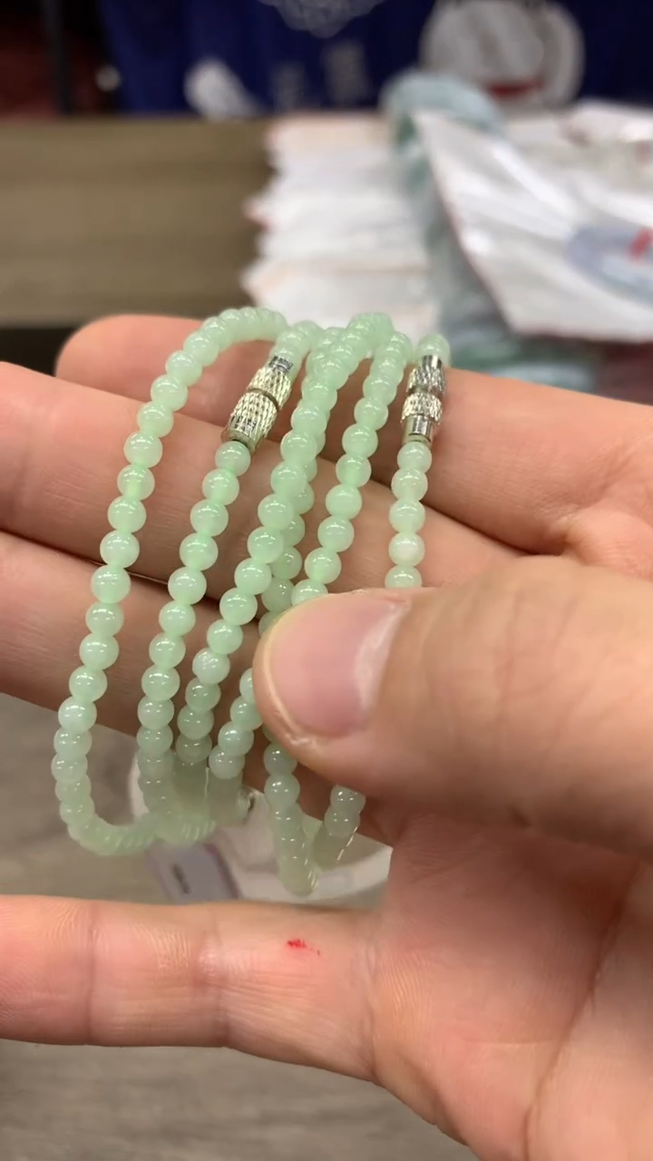 【闪购商品】翡翠手串银S925镶嵌翡翠手串随机多样性发1
