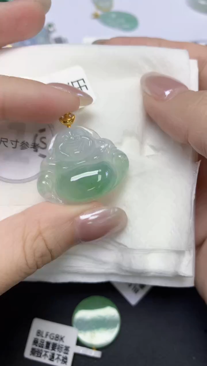 翡翠18K金镶嵌颈饰天然缅甸翡翠A货百元以上9元证书费自理