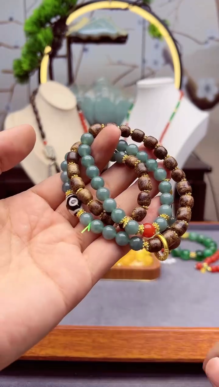 【闪购商品】翡翠手链14K金镶嵌s209````````