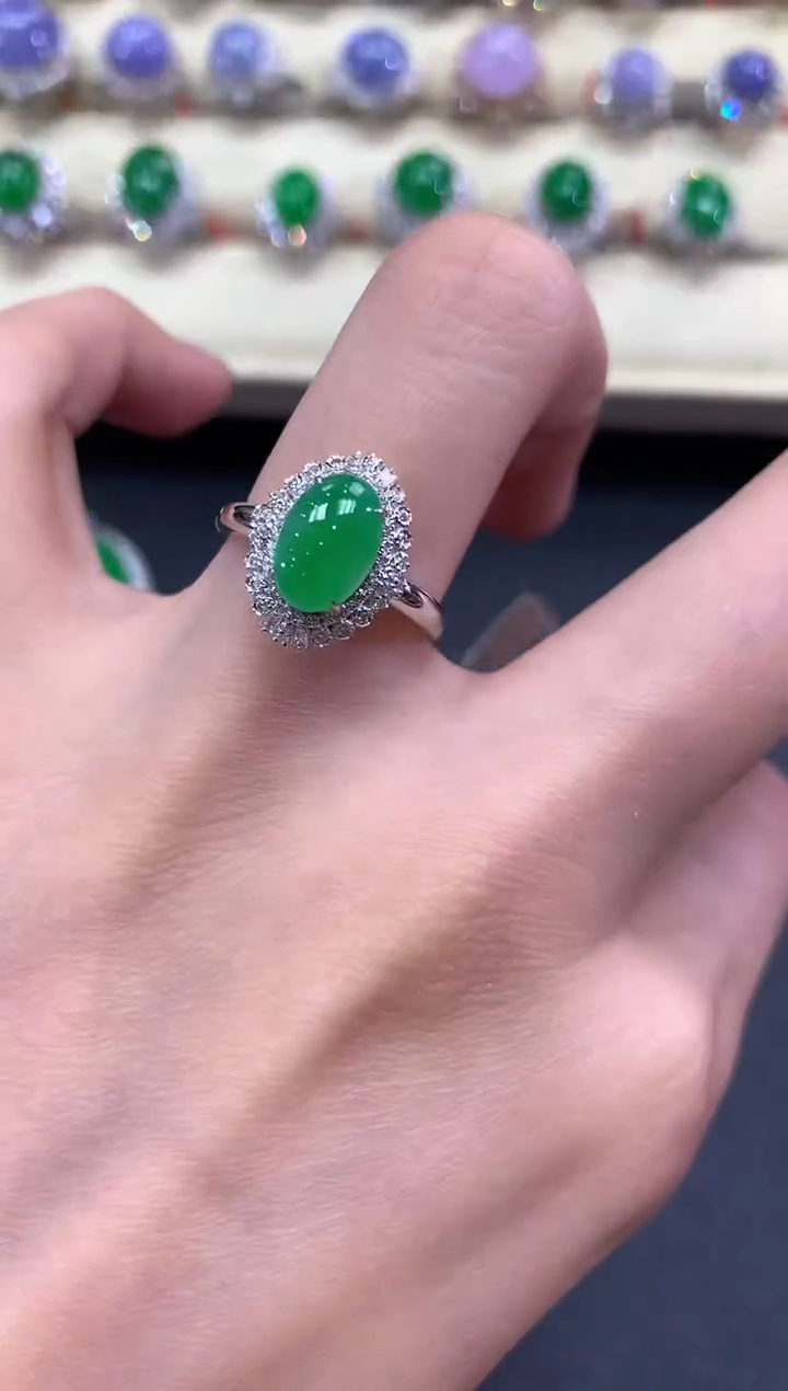 【闪购商品】翡翠戒指18K金镶嵌a260