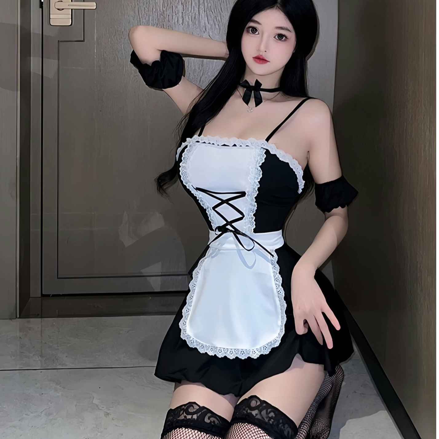 性感纯欲风新款女仆角色扮演蕾丝制服夏季显瘦洛丽塔修身甜美睡裙