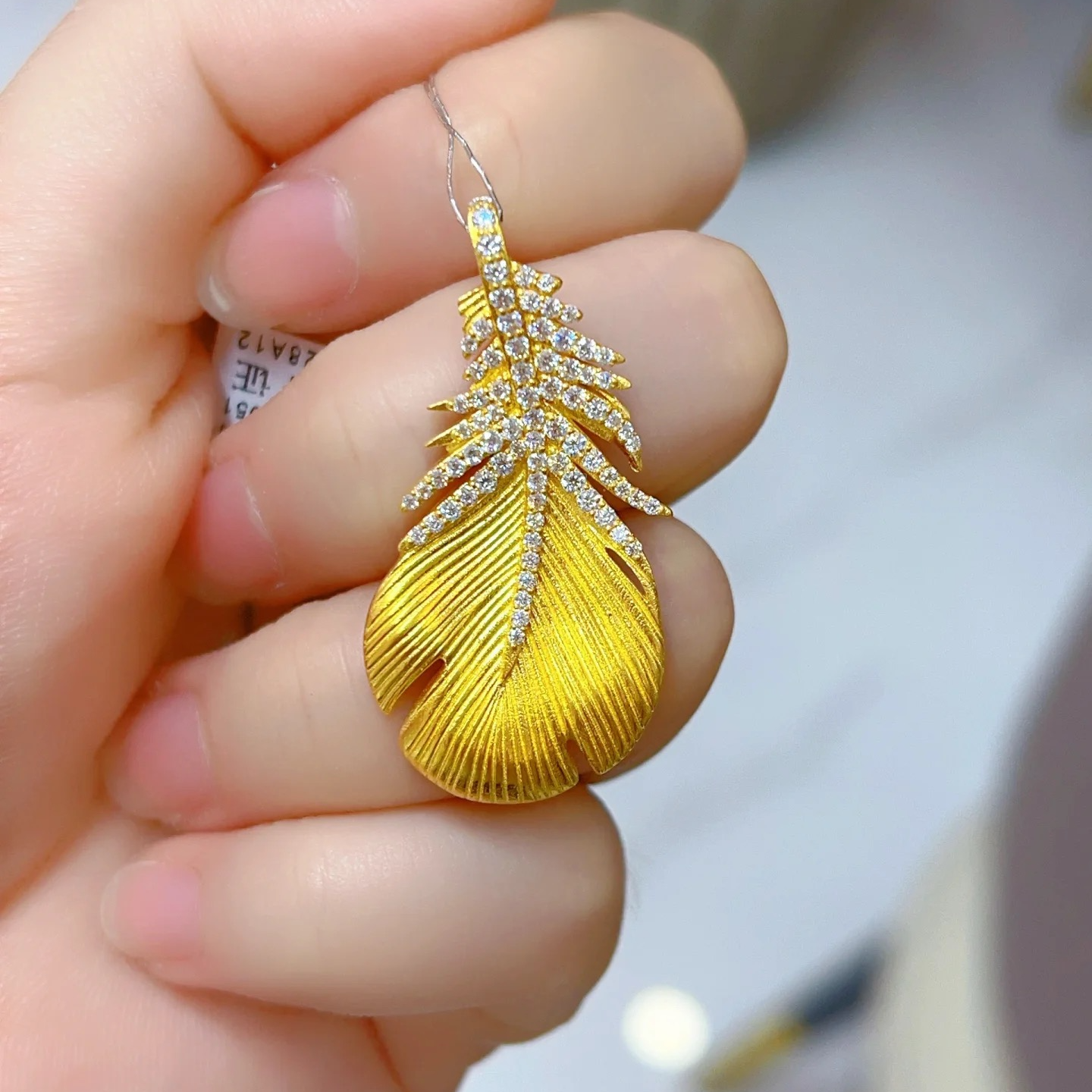 足金999/5D镶嵌/羽毛吊坠/金重点购买查看/不含链/选一发货