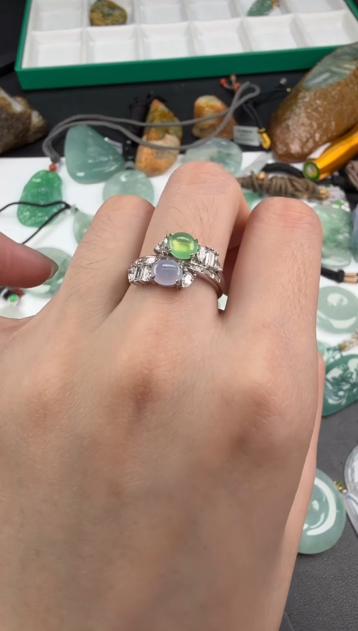银S925镶嵌戒指翡翠翡翠饰品-218