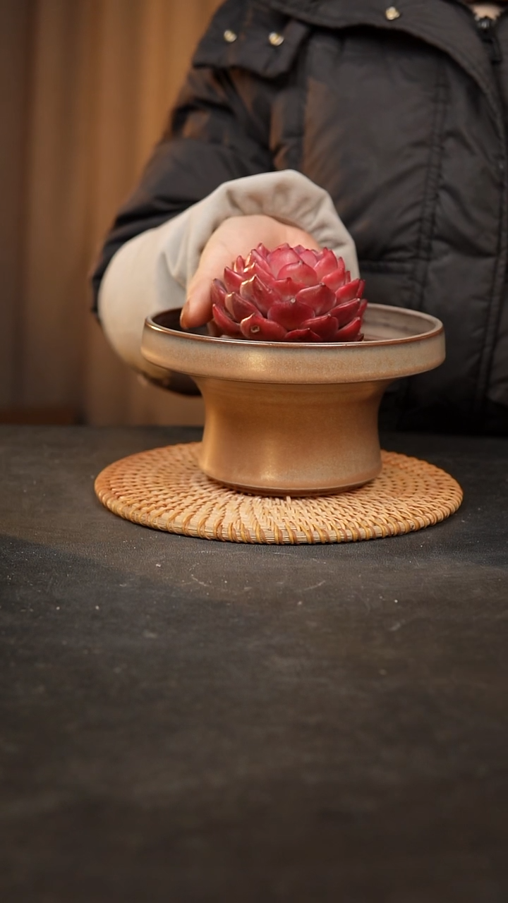 【闪购商品】瓷片泥泥手工花盆口15高9