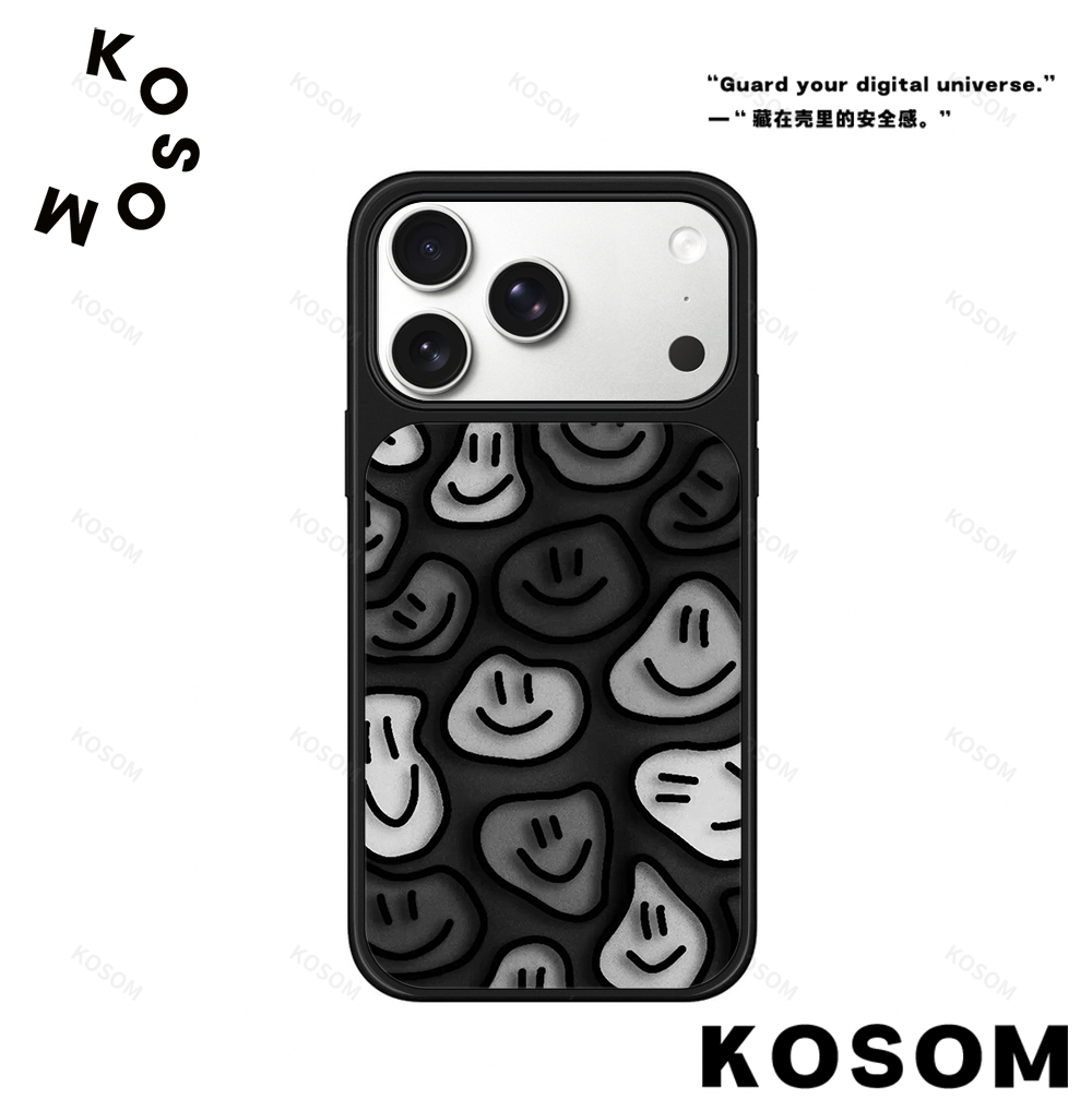 笑脸表情磨砂磁吸黑边苹果16promax/15小众高级防摔17pro防摔