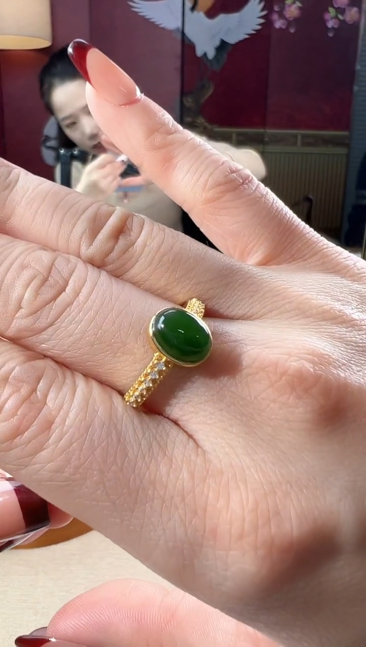 【闪购商品】和田玉戒指银S925镶嵌KT24051808