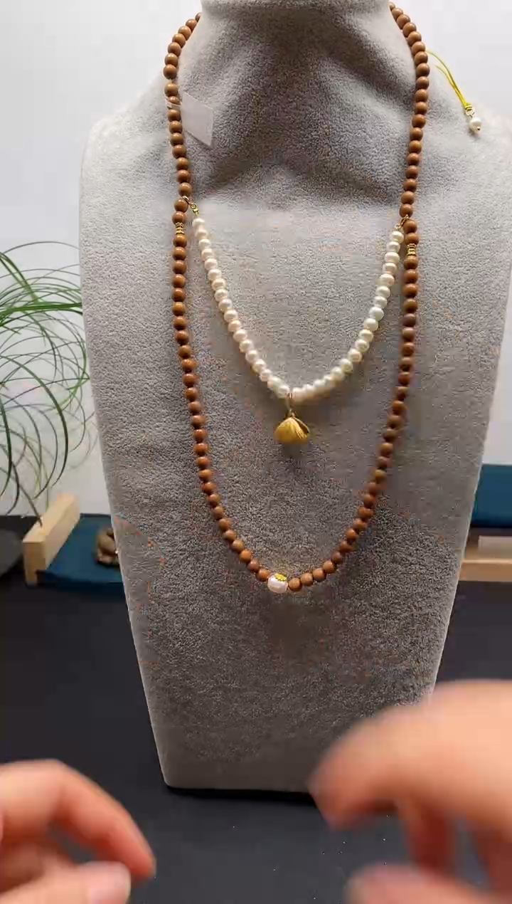 【闪购商品】檀香木木艺印度老山檀0.6项链珍珠掌上明珠款