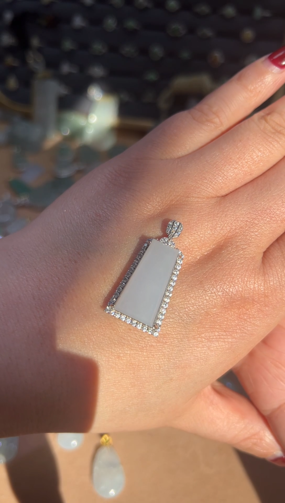 【闪购商品】翡翠颈饰银S925镶嵌无事牌