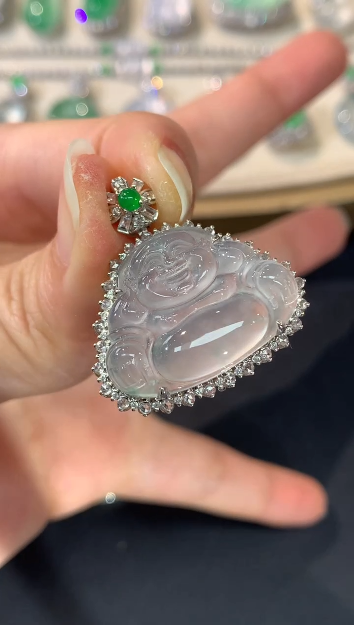 吊坠(不含链)18K金镶嵌翡翠W107|13800