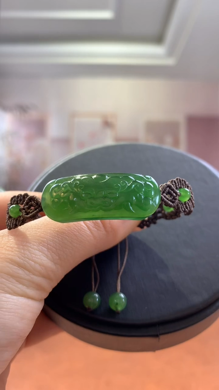 未镶嵌和田玉挂件碧玉兽面手牌