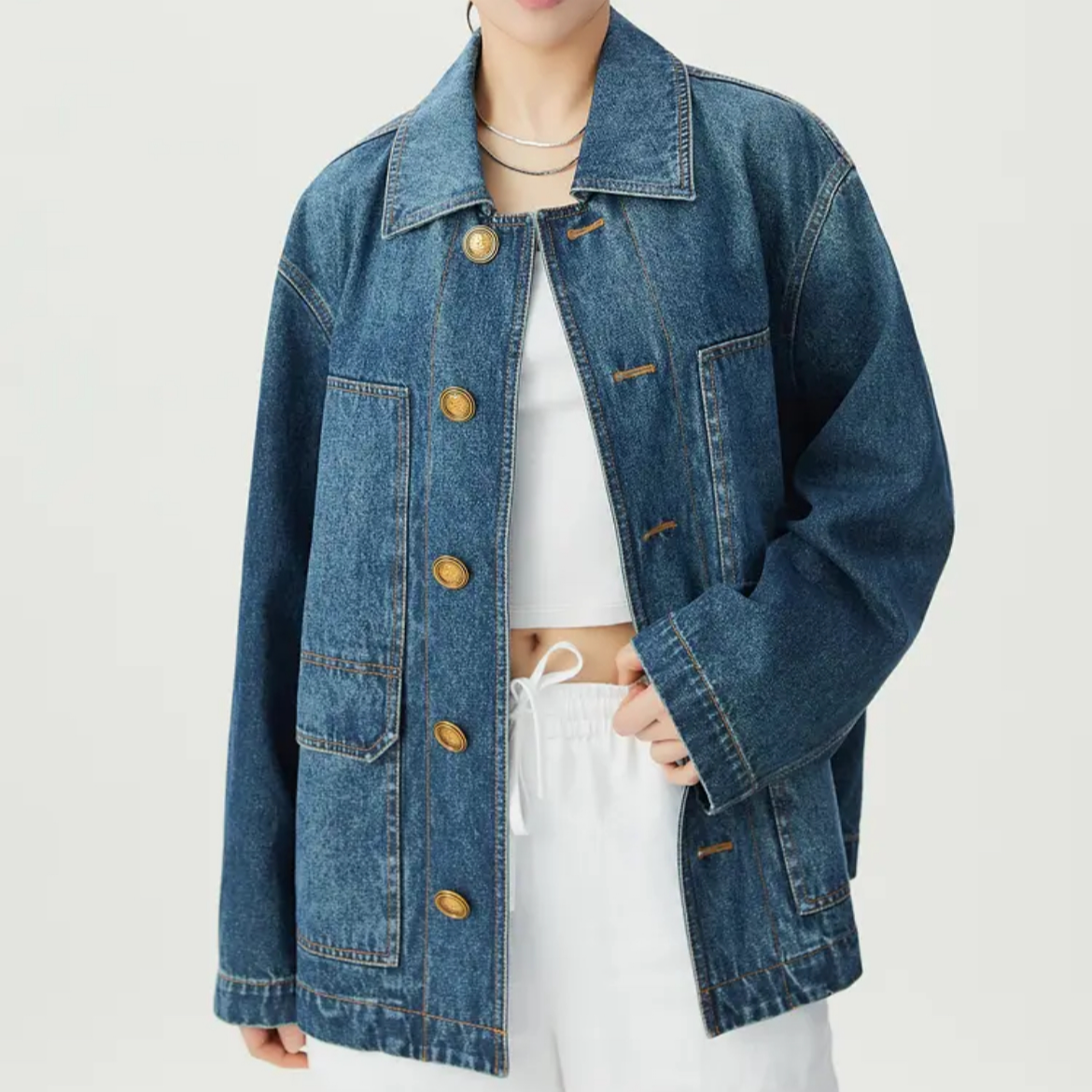 AMASS/阿玛施复古宽松轻松出街工装风牛仔外套上衣女5400850女款