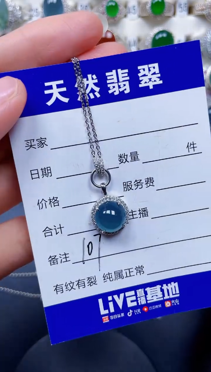 颈饰银S925镶嵌翡翠107