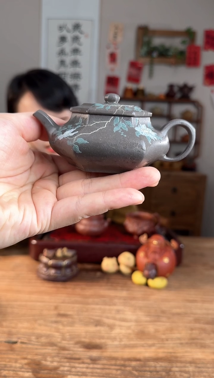 【闪购商品】紫砂茶壶六方扁灯   天青