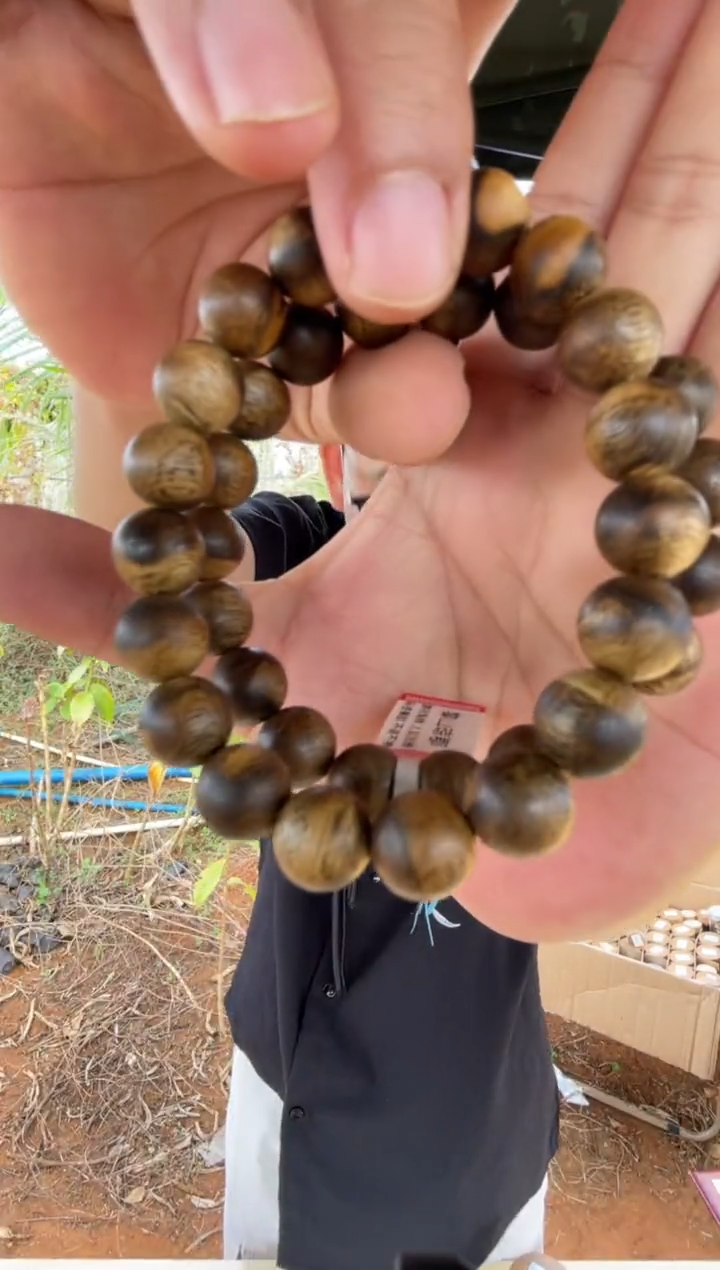 沉香手串海南沉香虎斑棋1.1圆珠单圈多样性发一