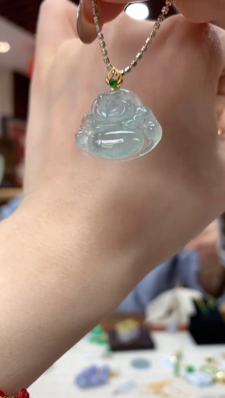 吊坠(不含链)18K金镶嵌翡翠佛公