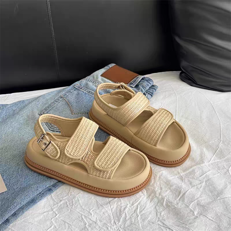 【雪儿】1860-高级感魔术贴厚底凉鞋女款新款夏季松糕运动罗马凉拖