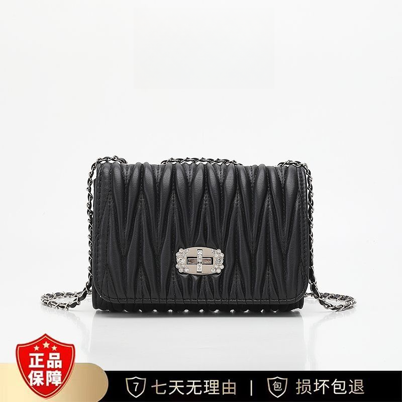 【20*10*14CM】网红百搭单肩小众休闲轻奢小羊皮真皮斜挎链条女包