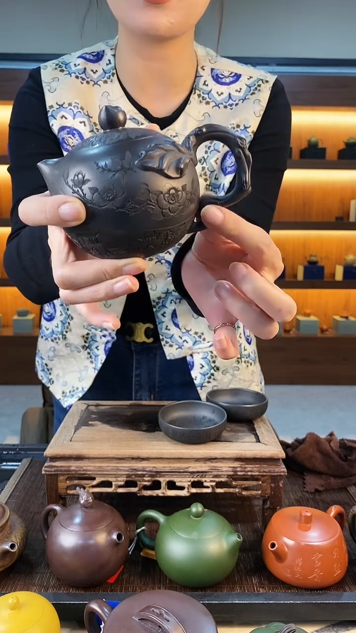 茶壶紫砂世外桃源寿桃一壶两杯套组 石黄 赵晖（全套证书礼盒）