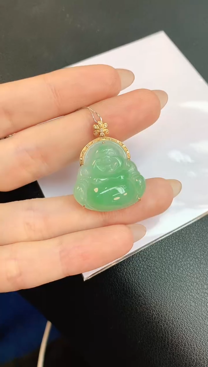 【闪购商品】翡翠颈饰18K金镶嵌赠礼盒证书 珍珍