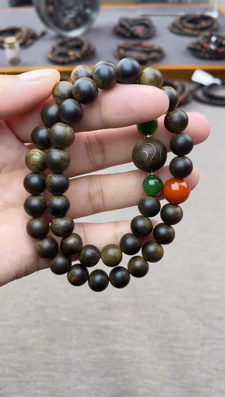 【闪购商品】沉香手串芽庄黄棋楠沉水老料0.8＋祥云1.2设计
