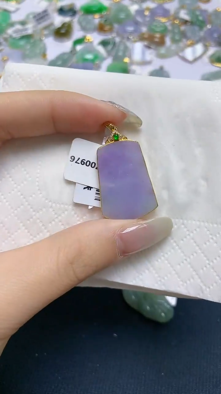 【闪购商品】翡翠18K金镶嵌颈饰天然缅甸A货翡翠