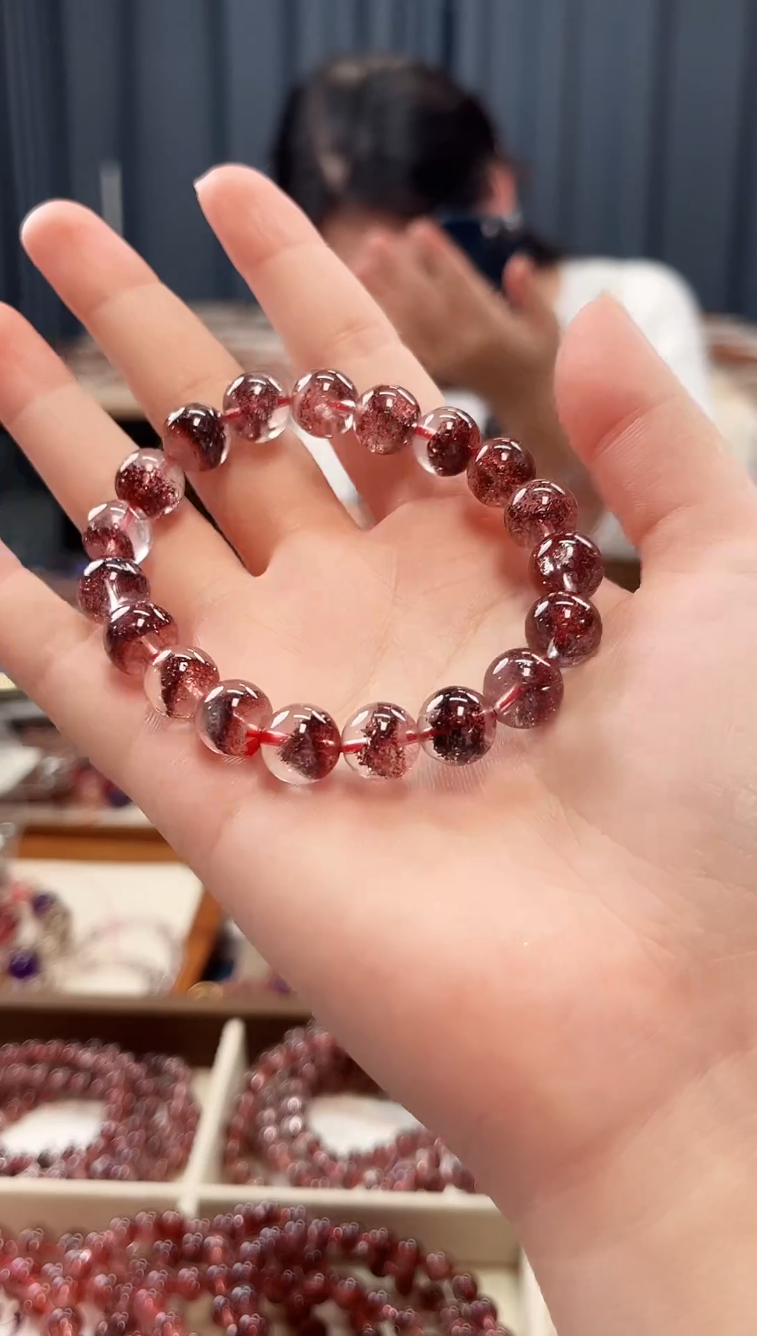 未镶嵌手串水晶金草莓超七单圈手串10mm【多样性发一】