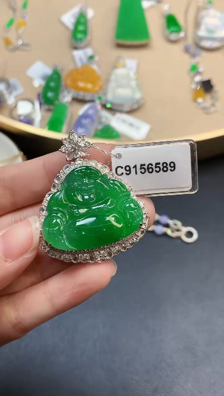 【闪购商品】翡翠吊坠(不含链)18K金镶嵌3595　　　