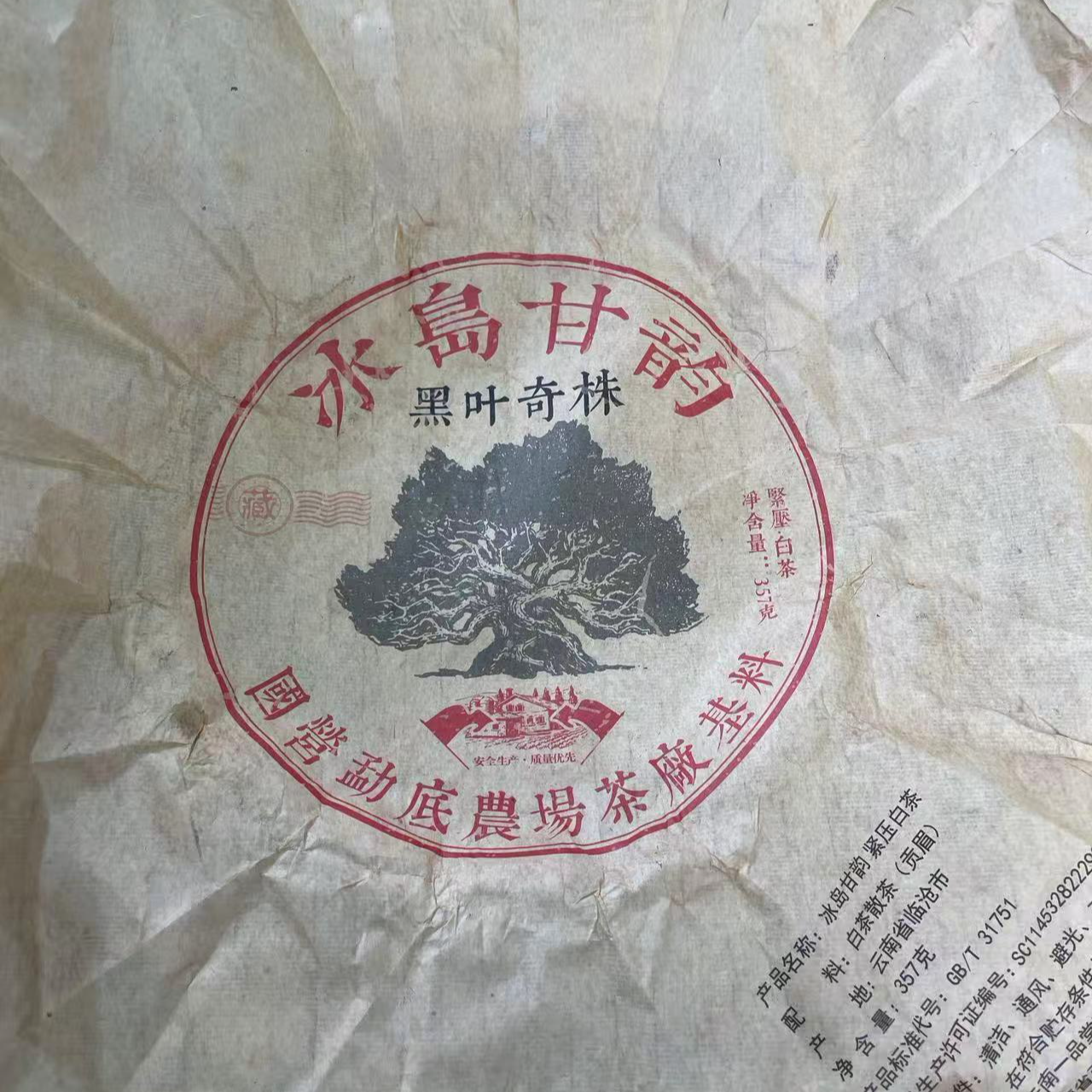 【26号】2022年 冰岛甘韵 黑叶奇株 白茶 357克/饼  6月2日