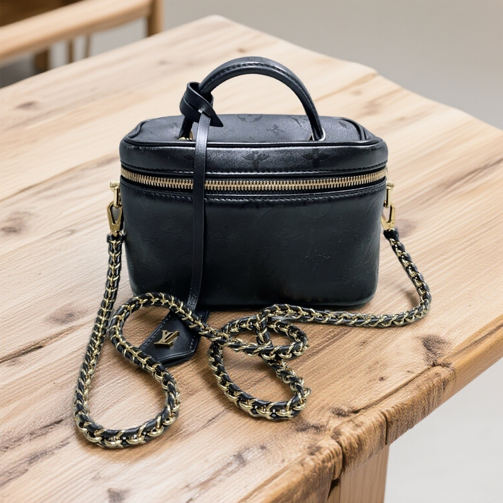 95新 LouisVuitton/路易威登  黑色老花化妆盒 1883 4943 