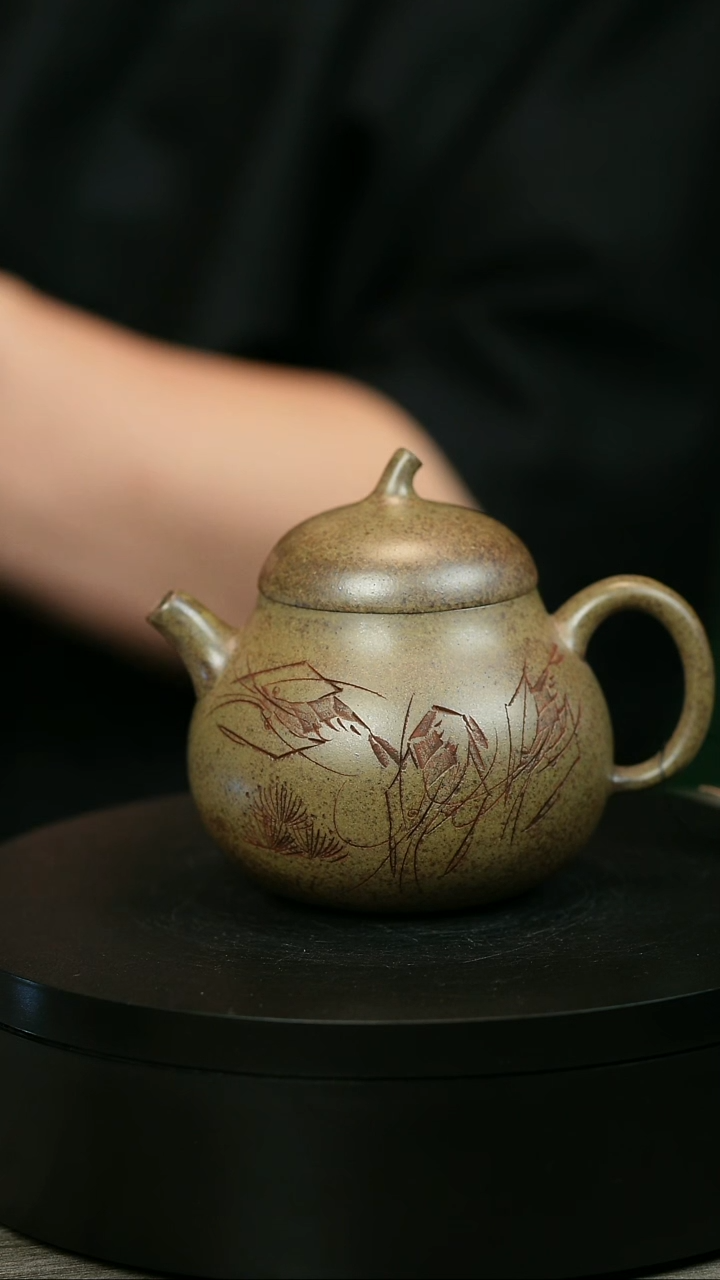 茶壶紫砂希*H2235李琴段泥柴烧虾趣茄瓜