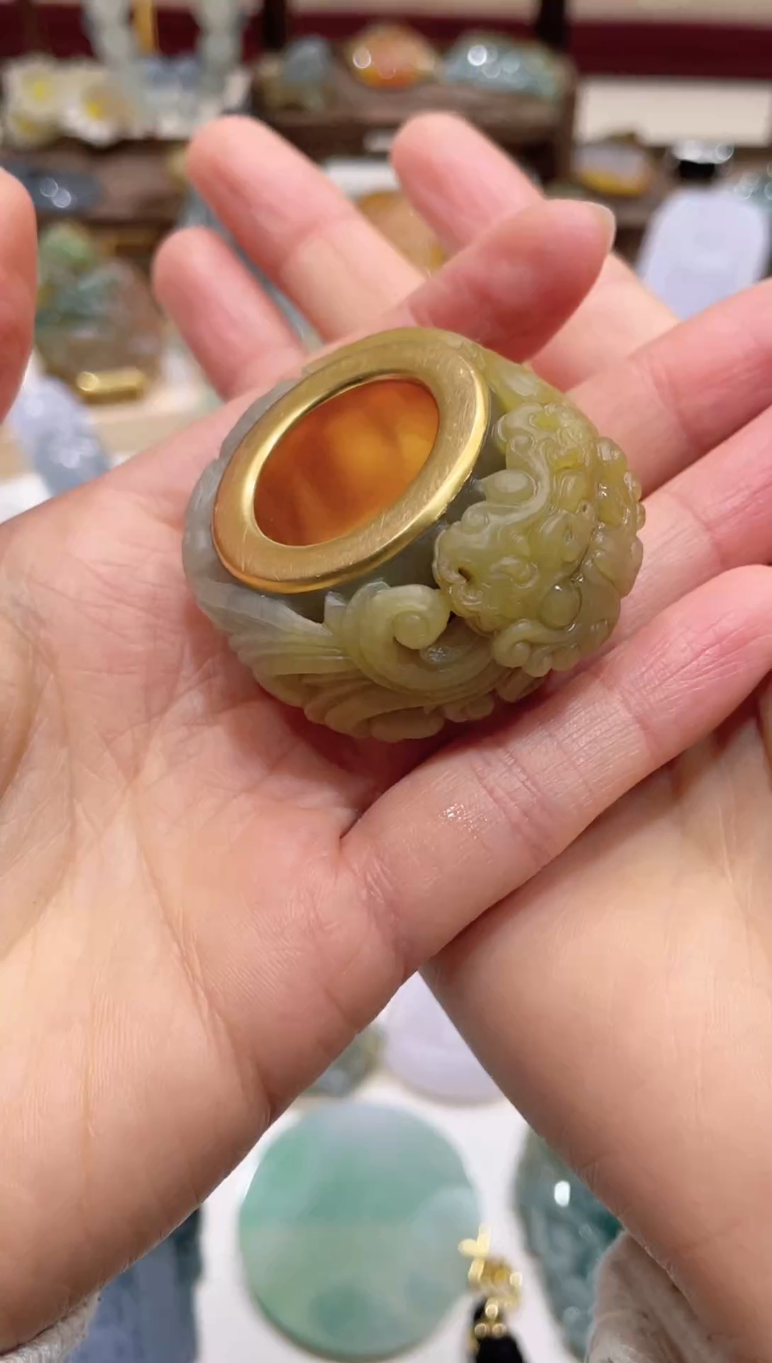 【闪购商品】翡翠戒指18K金镶嵌缅甸A货翡翠
