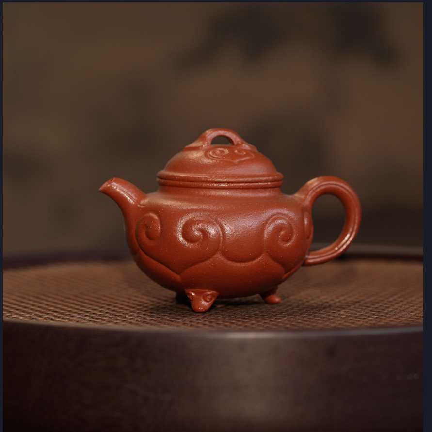 【陶研专属】 三足如意 红降坡 150cc 蒋工堂 紫砂壶