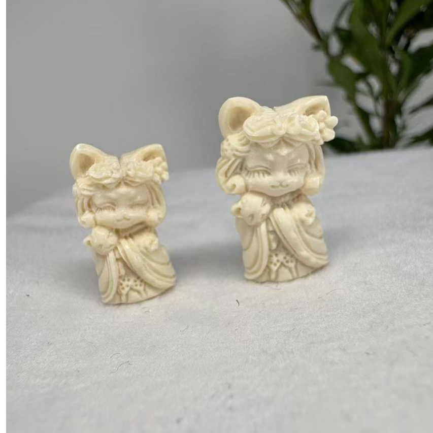 天然猛犸牙精雕解忧朏朏解忧兽文玩配饰手串108背云