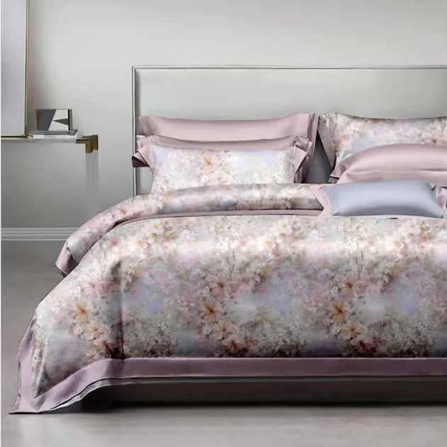 轻奢礼盒定制款四件套120支贡缎四件套--樱语星辰