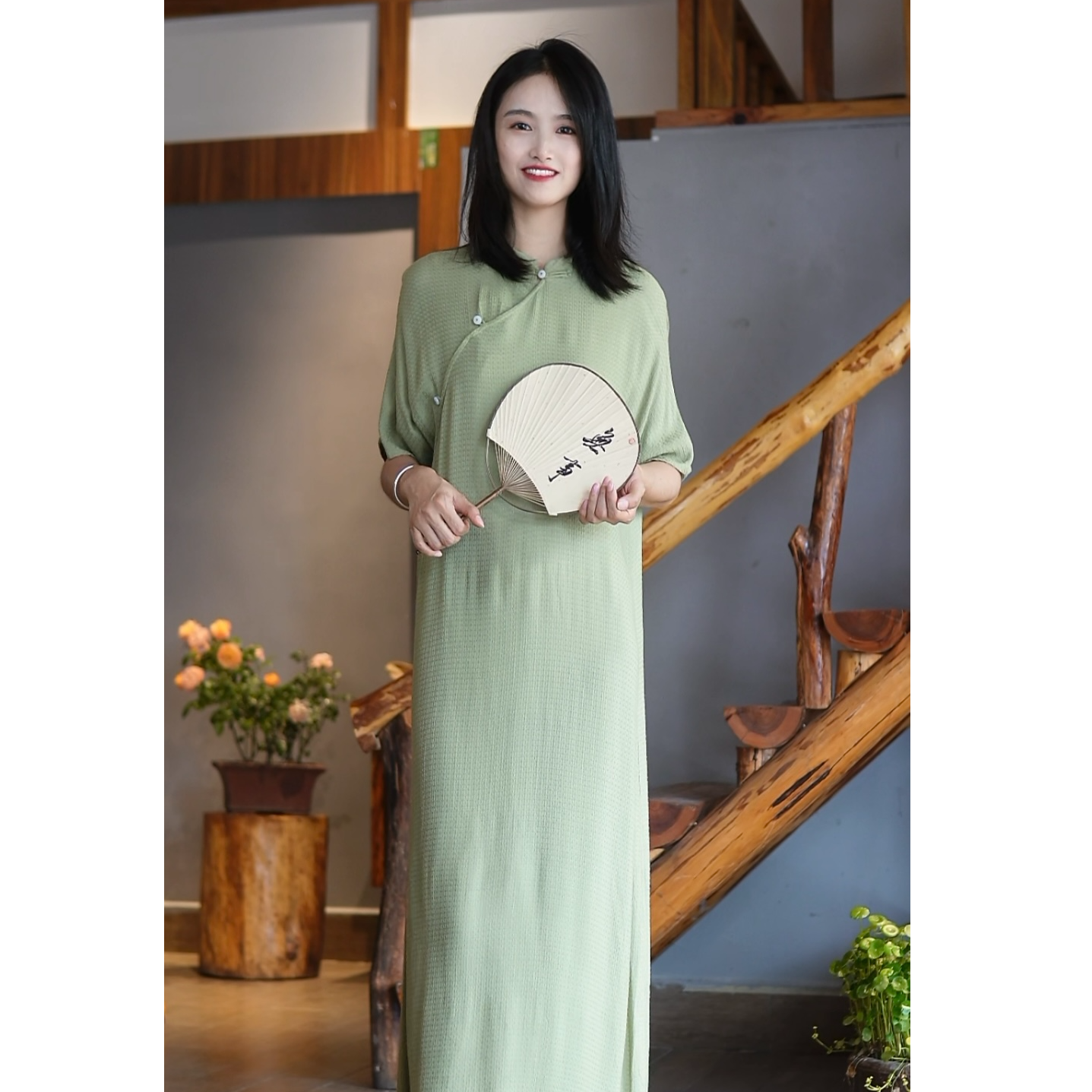 〈紫丁香〉五个颜色宽松大码显瘦温柔显白禅意加长款旗袍宽松旗袍