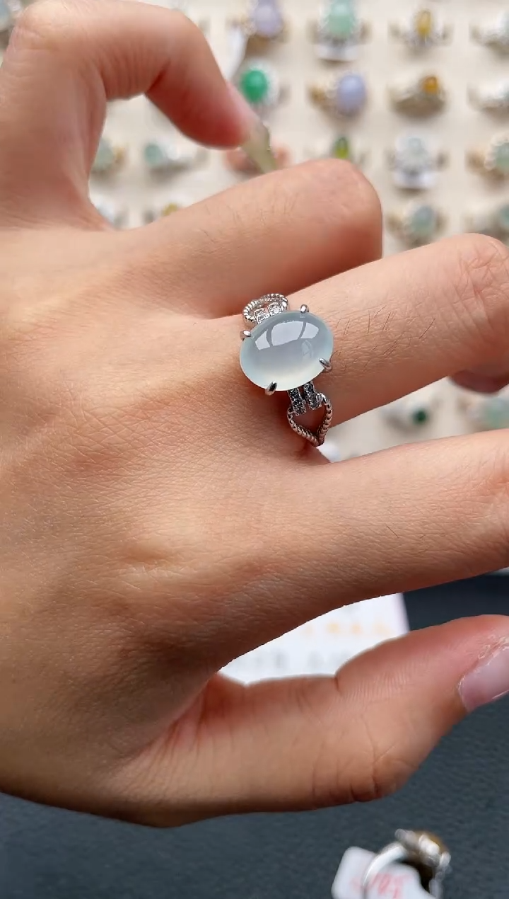 翡翠戒指银S925镶嵌1111