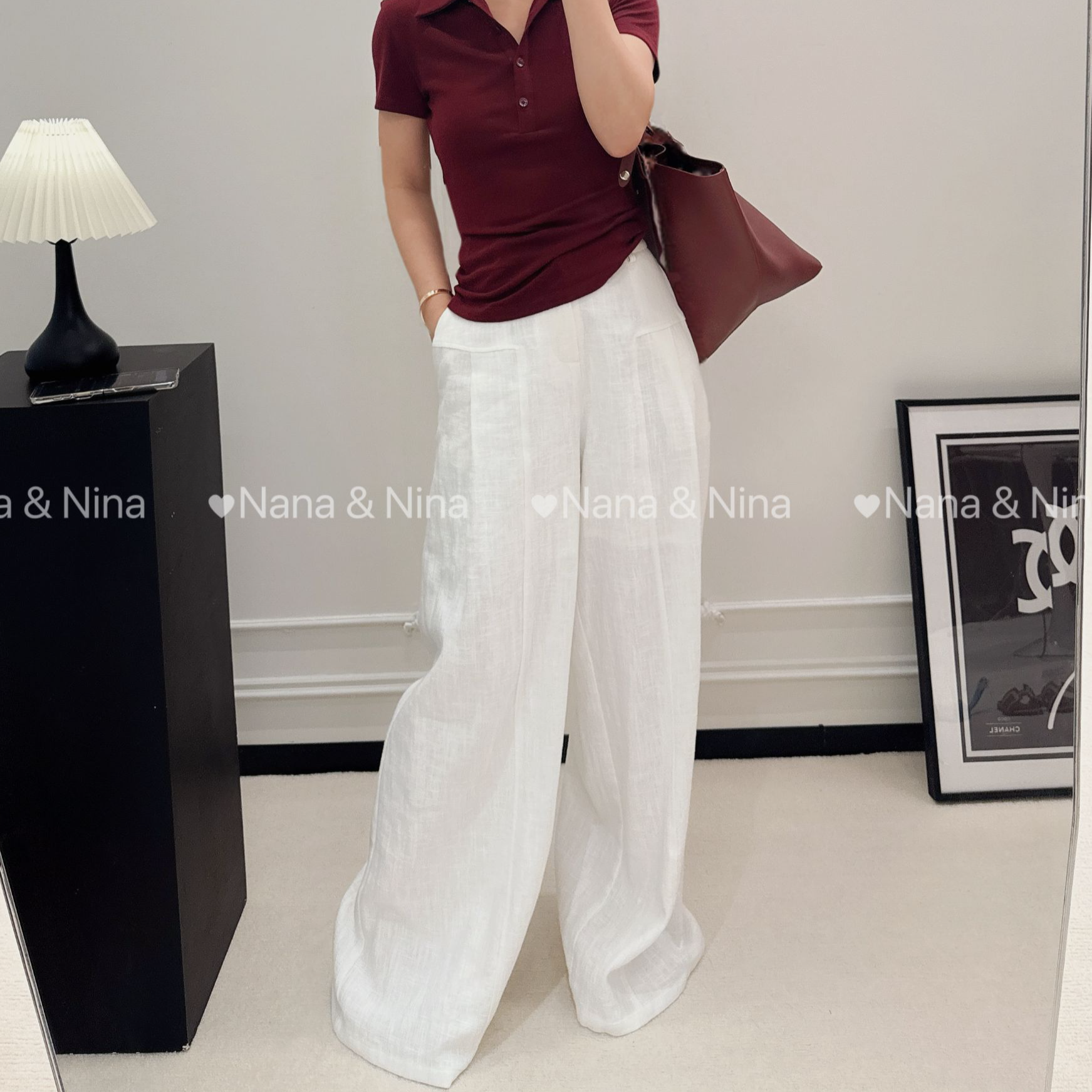 薄款亚麻夏季休闲裤中腰直筒阔腿长裤打底褶皱高腰休闲纯色西装裤